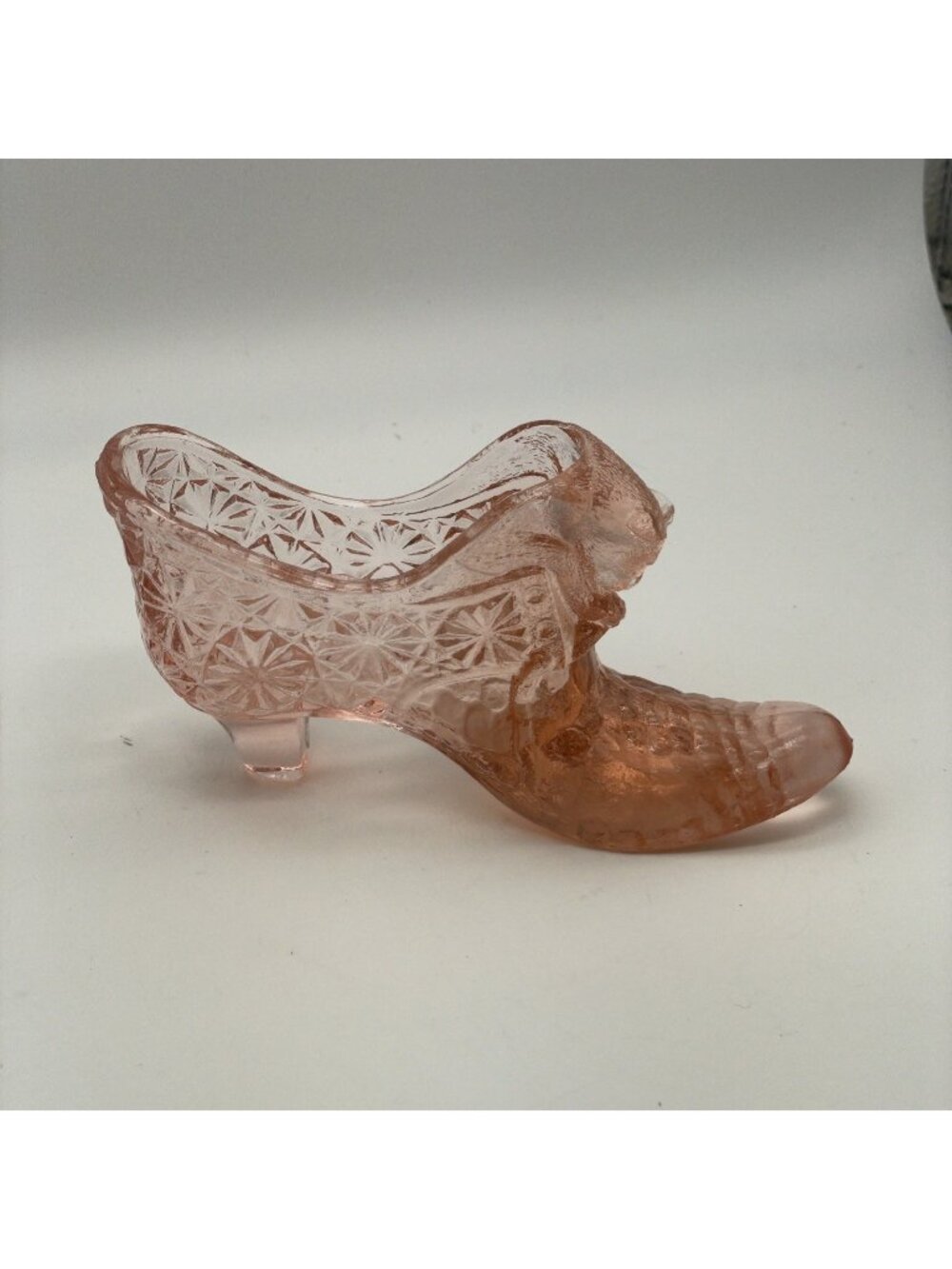 Vintage Unsigned Patterned Glass Cat Head Boot Shoe Slipper Figure